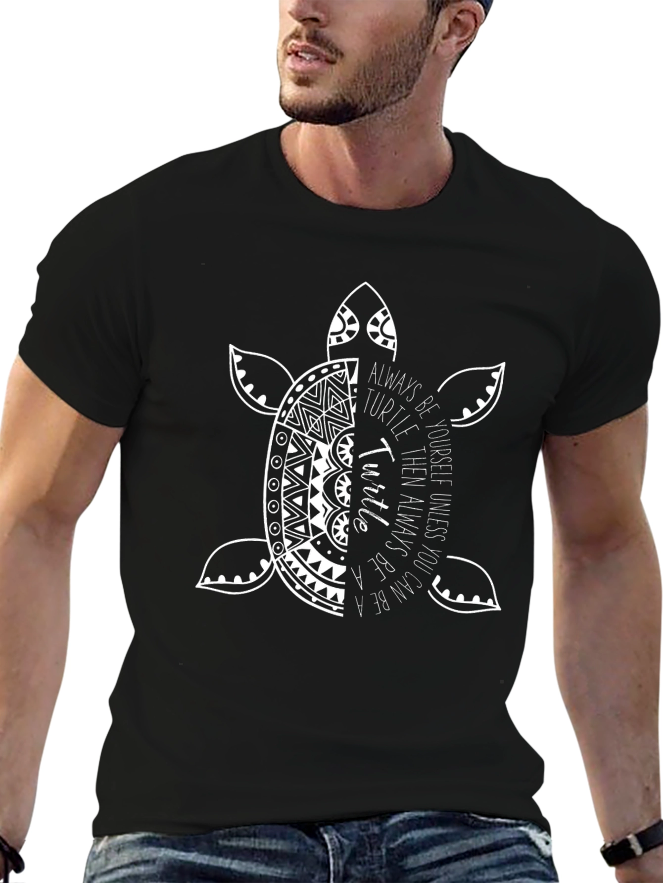 Turtle Graphic Print Crew Neck T-Shirt