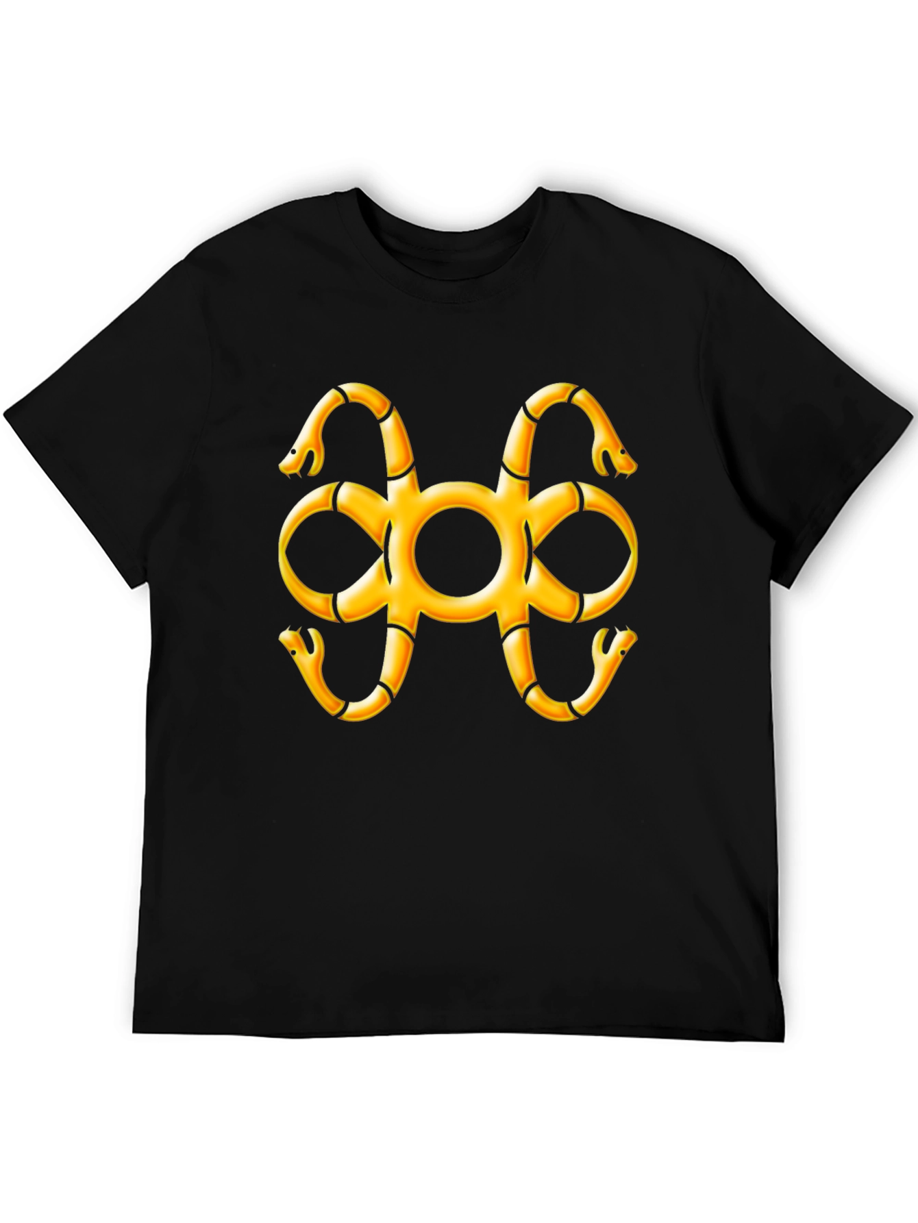 Black T-Shirt with Snake Adinkra Symbol
