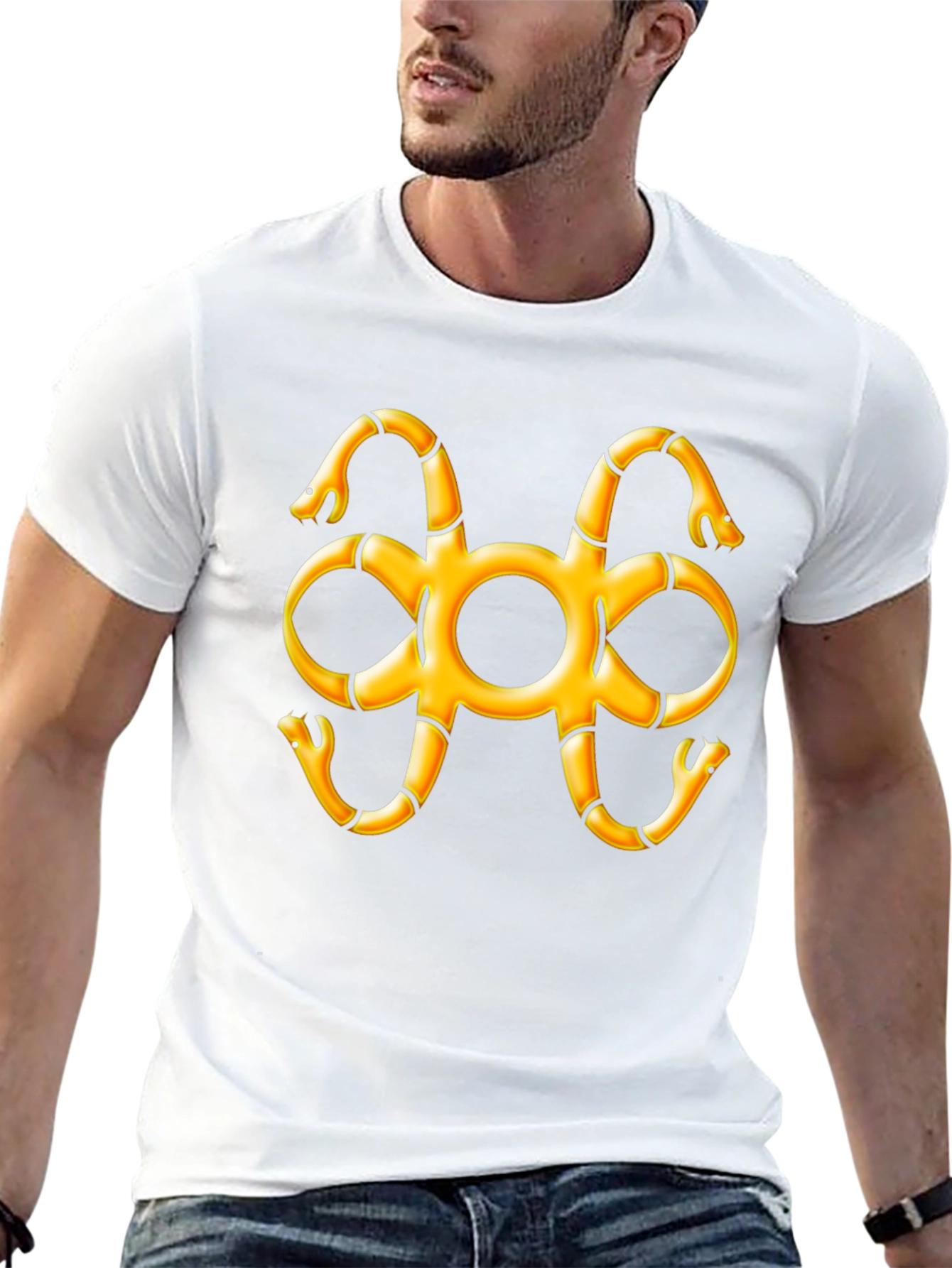 Black T-Shirt with Snake Adinkra Symbol