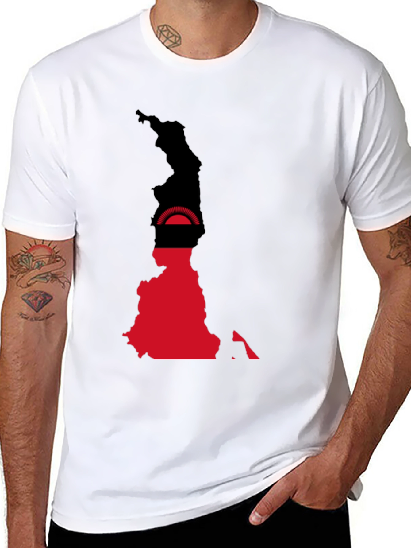 Malawi Flag Map T-Shirt - Black
