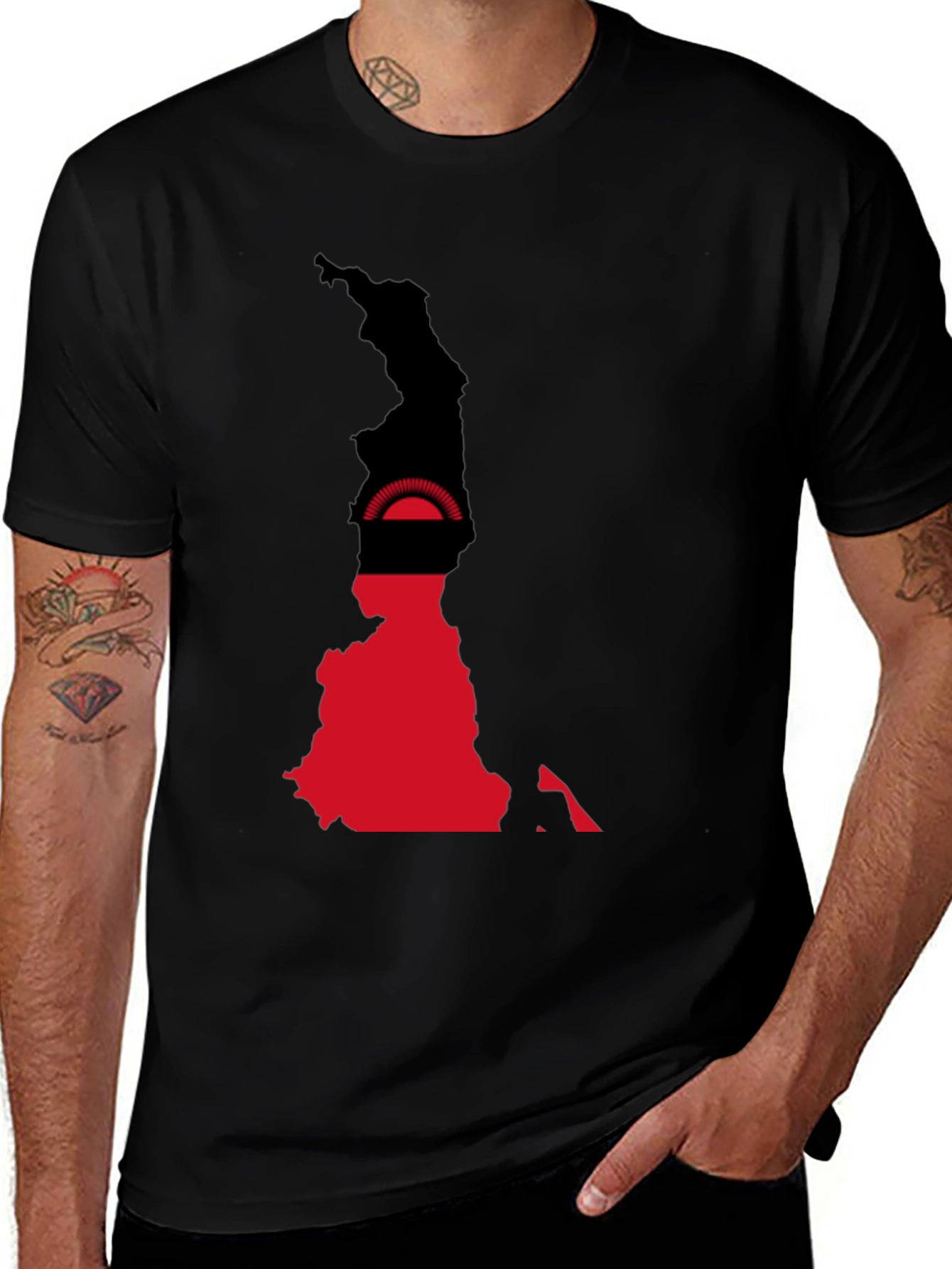 Malawi Flag Map T-Shirt - Black