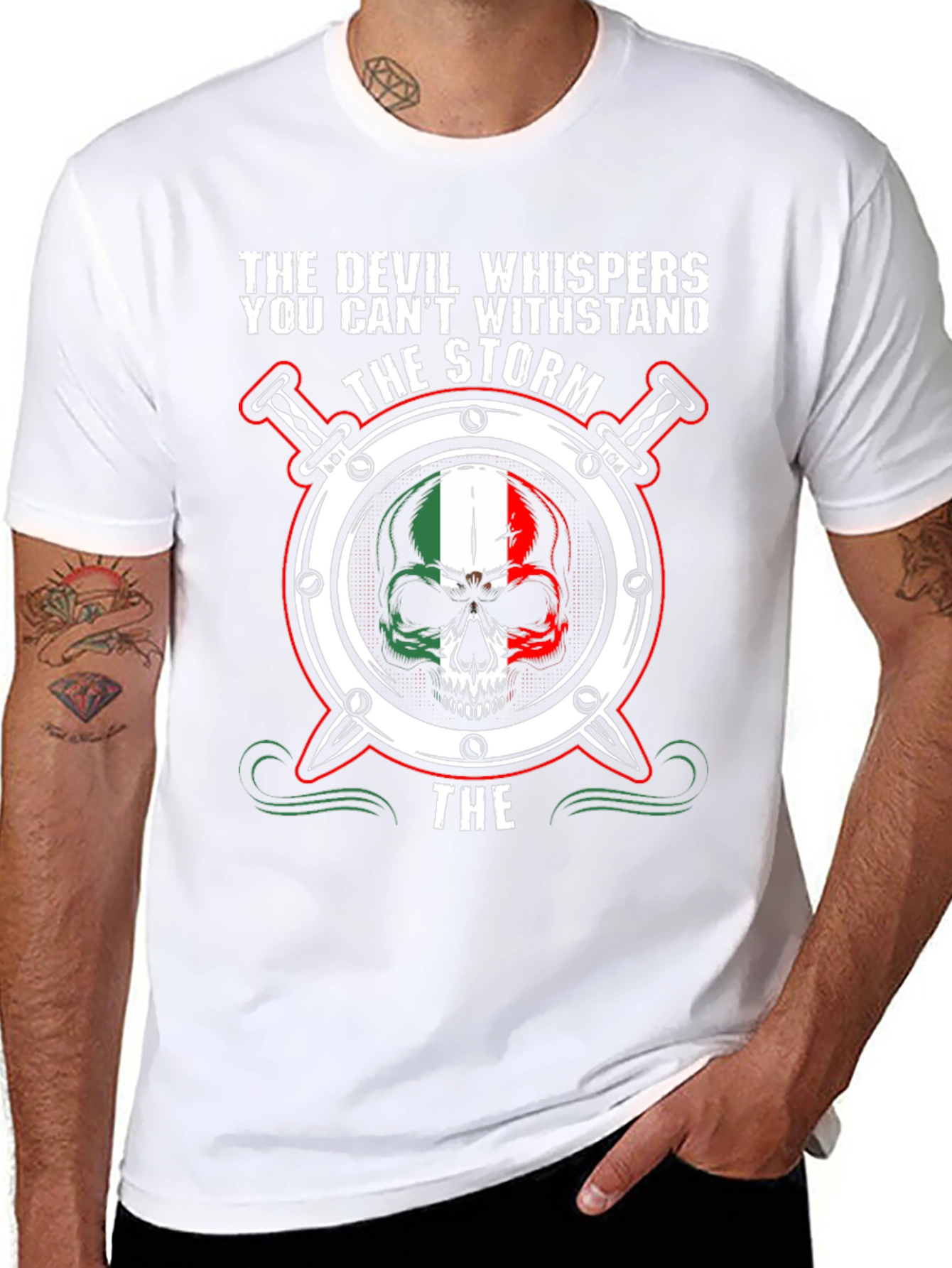 Devil Whispers Skull Graphic Tee - Black
