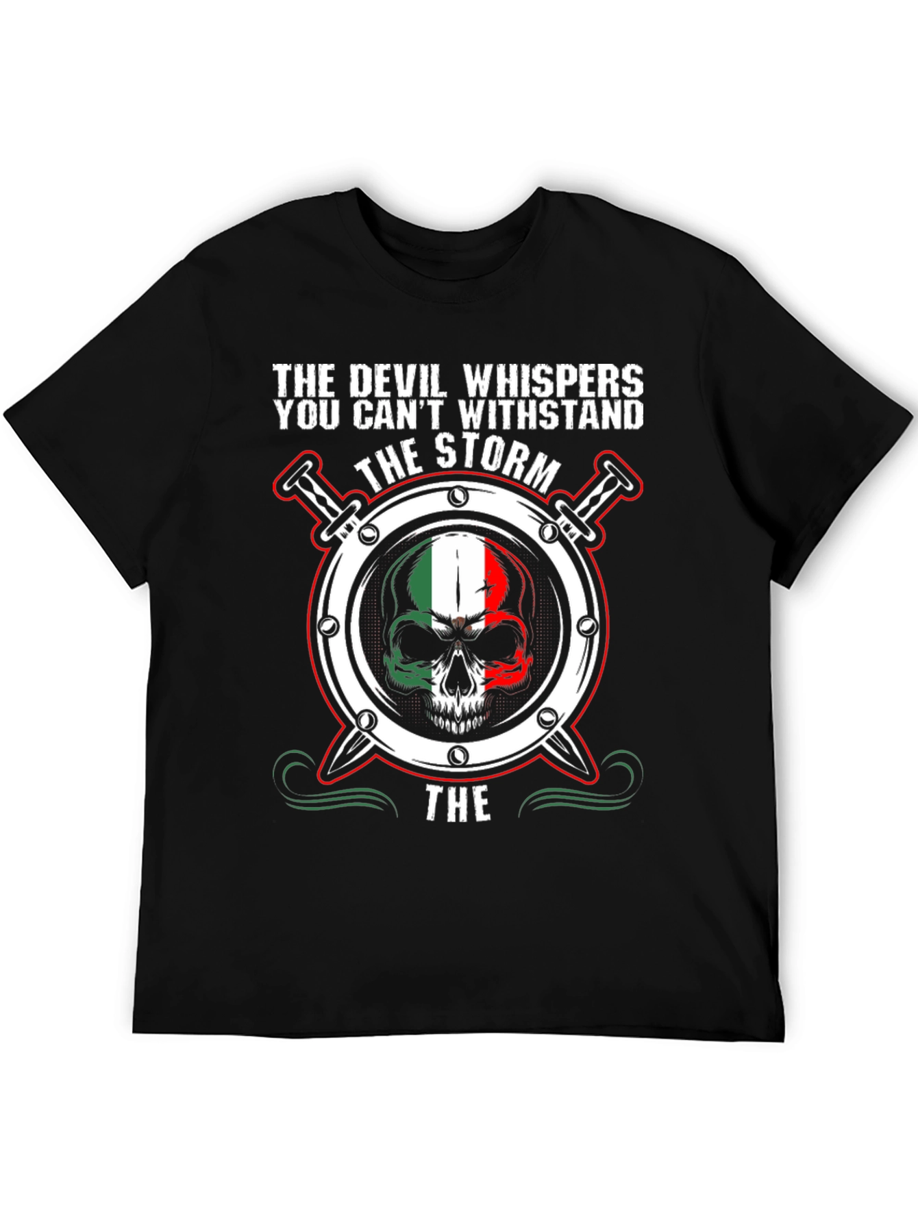 Devil Whispers Skull Graphic Tee - Black