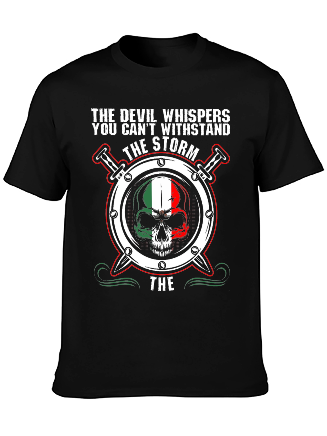 Devil Whispers Skull Graphic Tee - Black