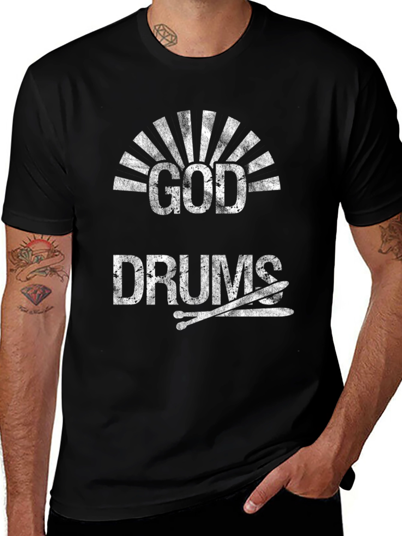 God Drums Black T-Shirt - Music Lover Tee
