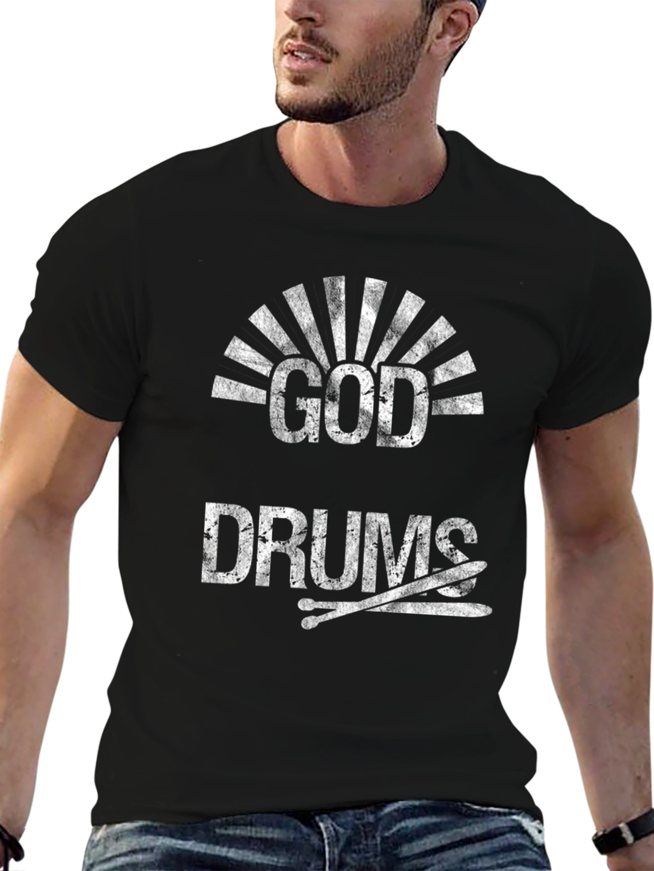 God Drums Black T-Shirt - Music Lover Tee