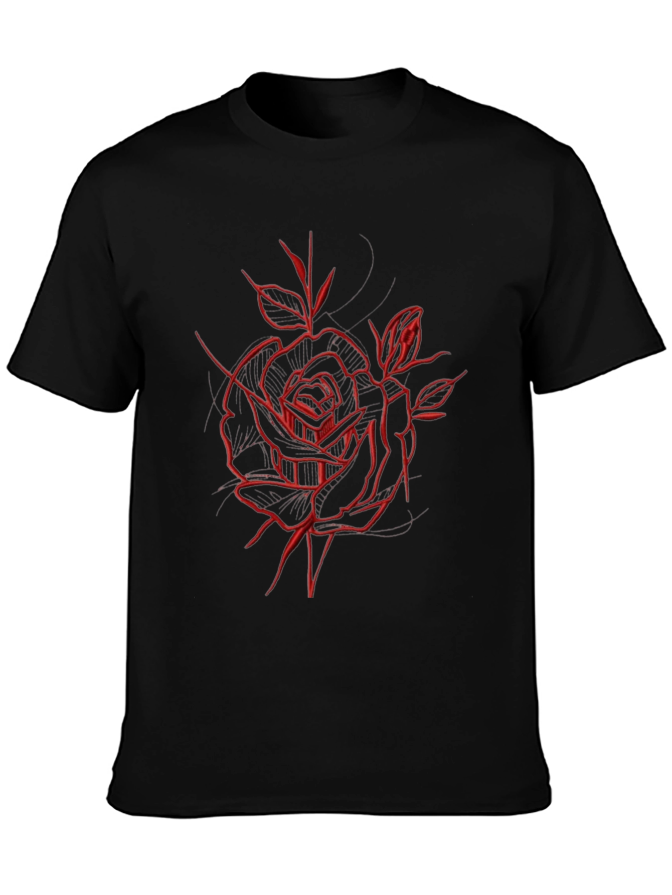 Red Rose Graphic Black T-Shirt