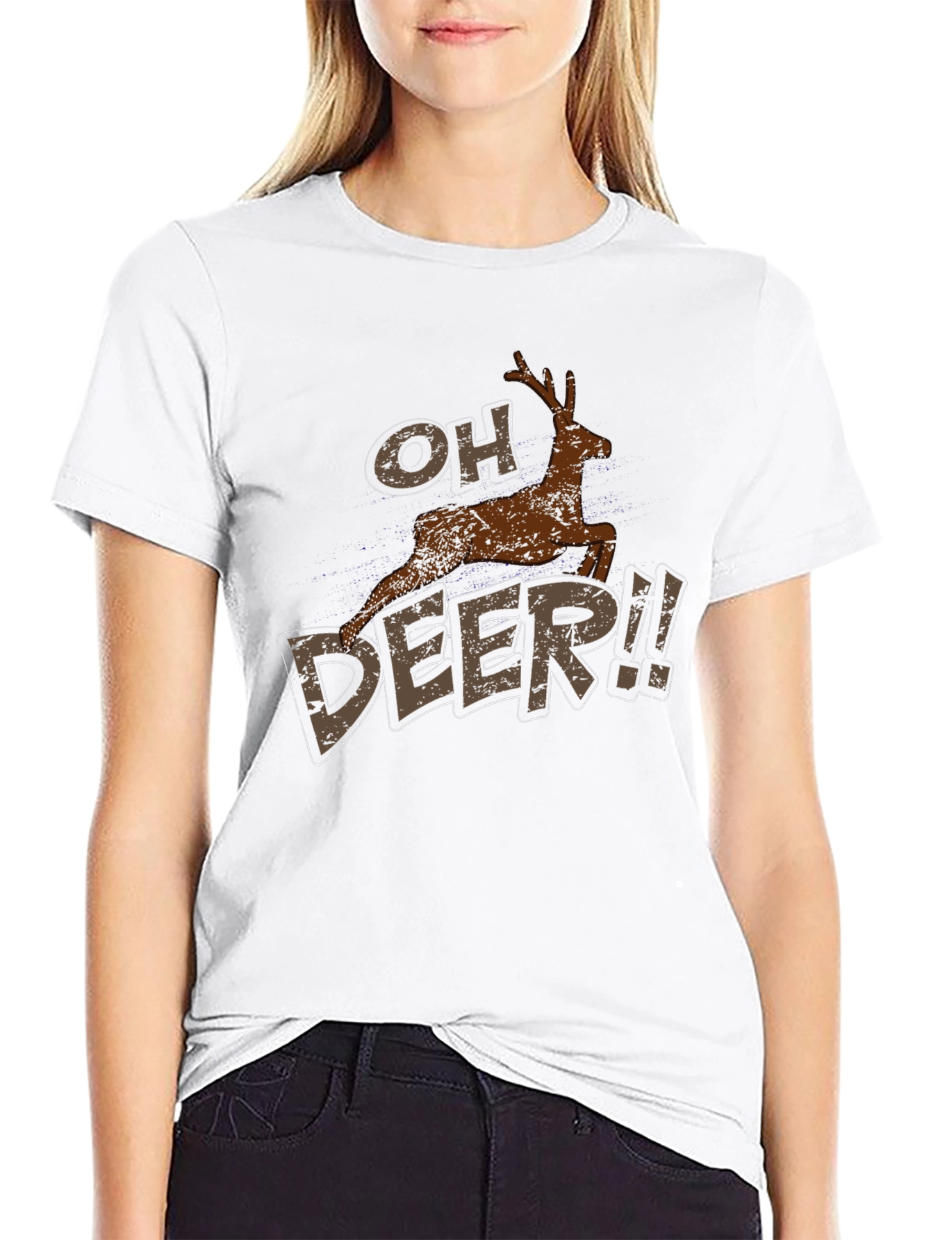 Oh Deer Graphic T-Shirt - Black Crew Neck Tee