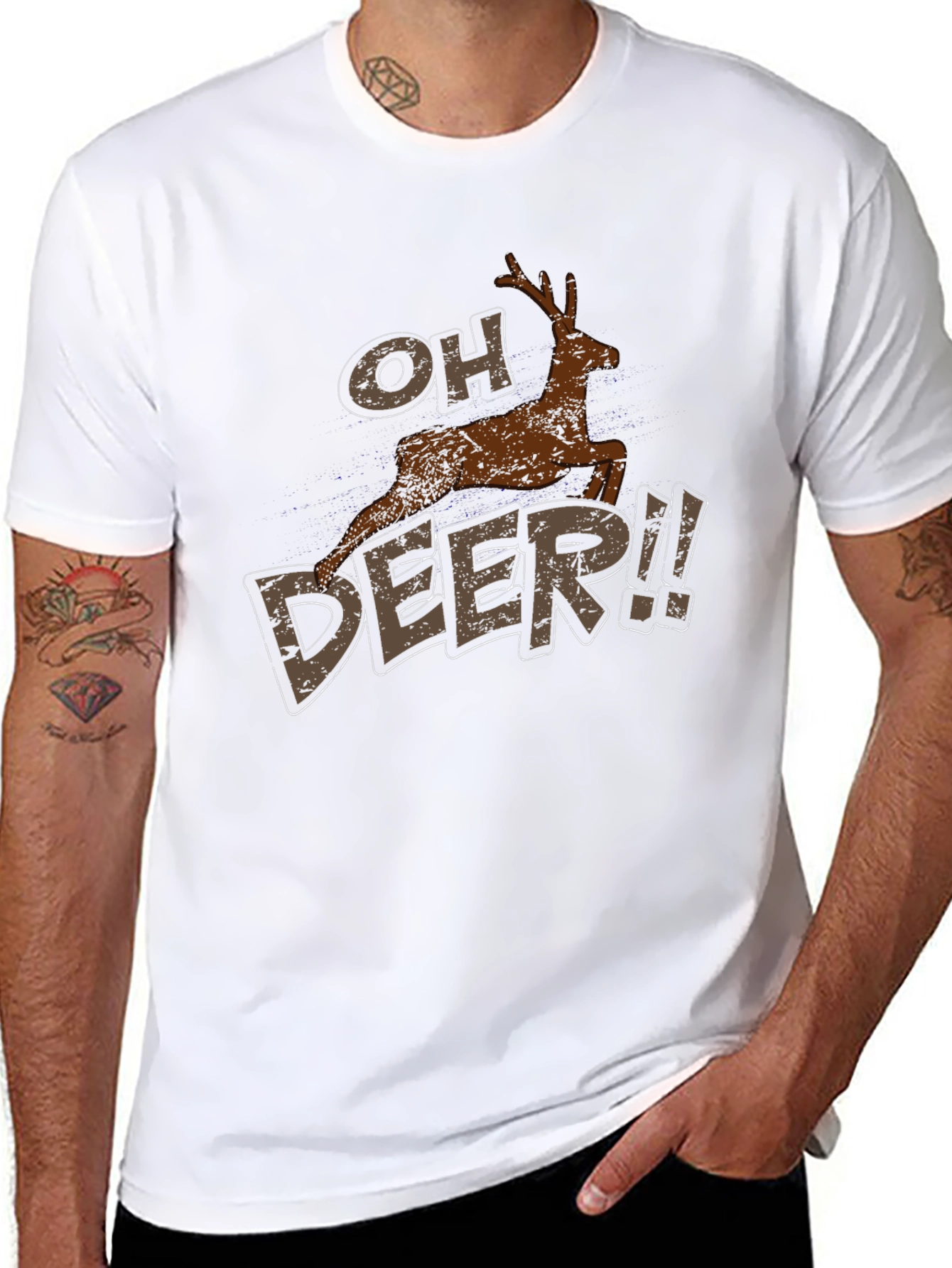 Oh Deer Graphic T-Shirt - Black Crew Neck Tee