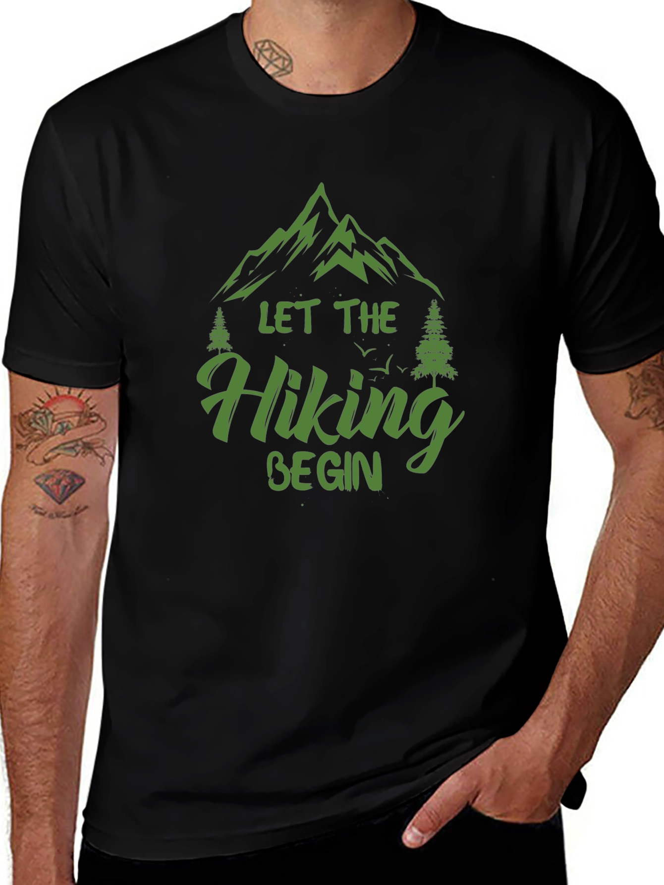 Let The Hiking Begin Black Graphic Tee