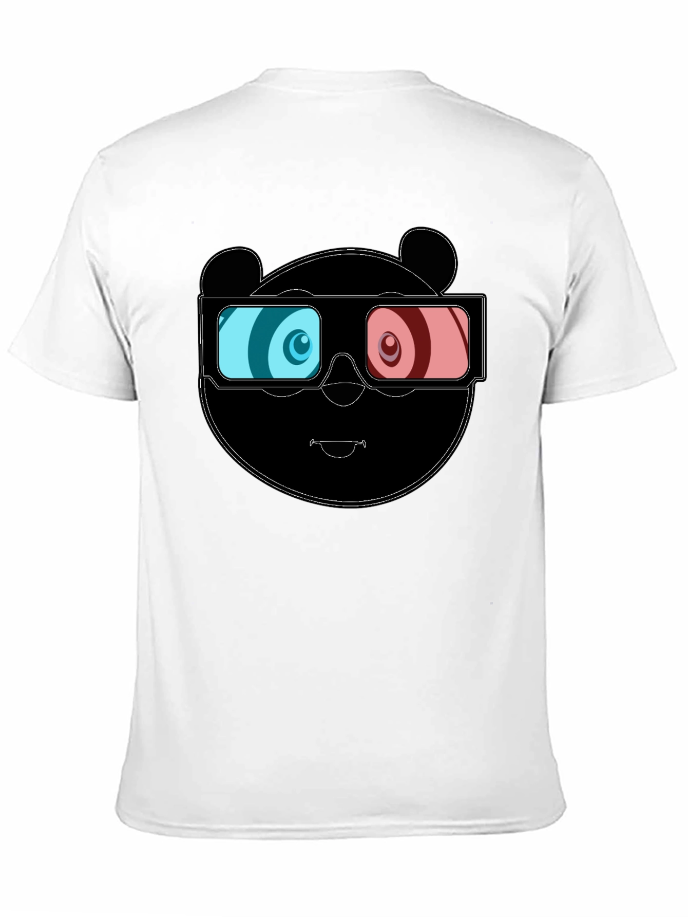 Cool Panda 3D Glasses Graphic Black T-Shirt