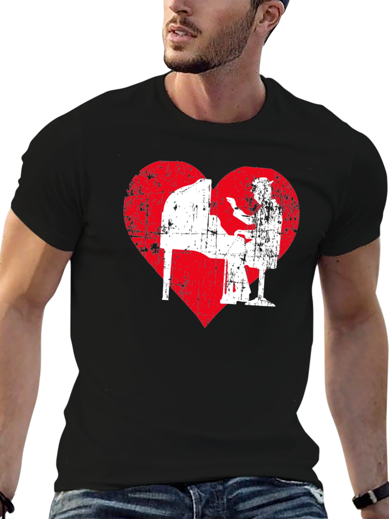 Piano Heart Graphic T-Shirt