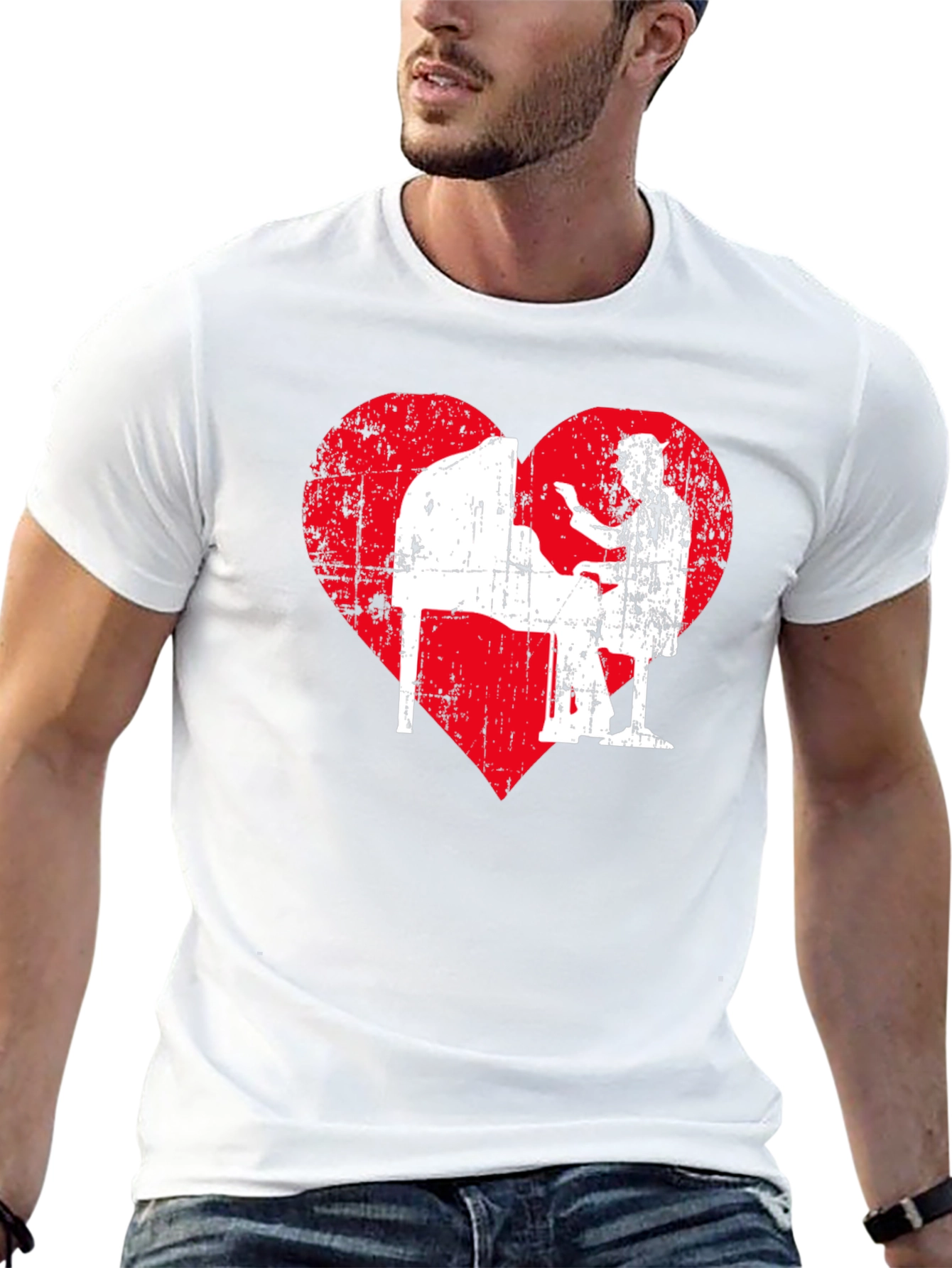 Piano Heart Graphic T-Shirt