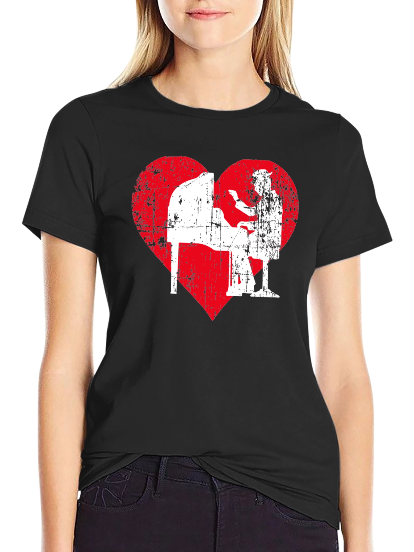 Piano Heart Graphic T-Shirt