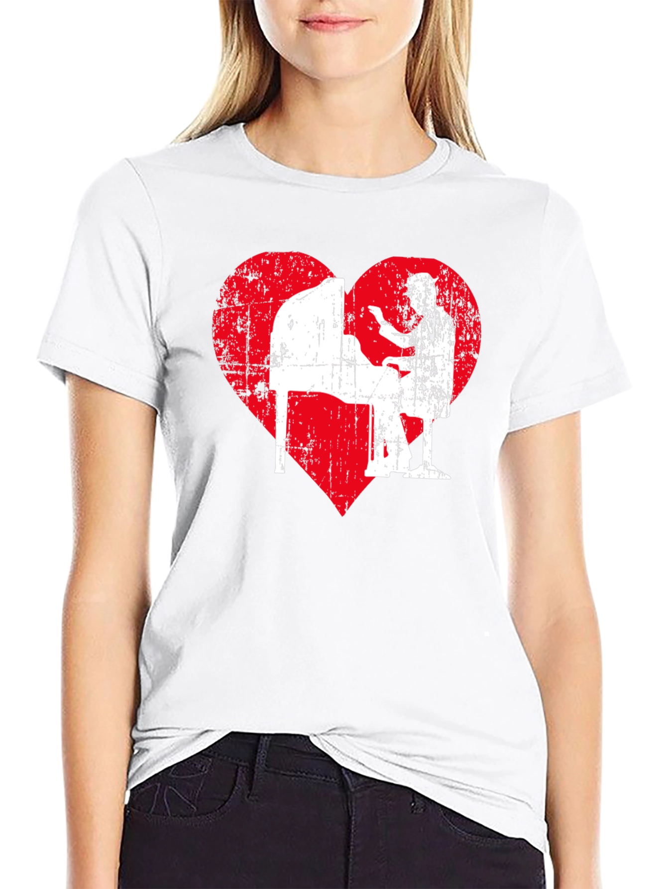 Piano Heart Graphic T-Shirt