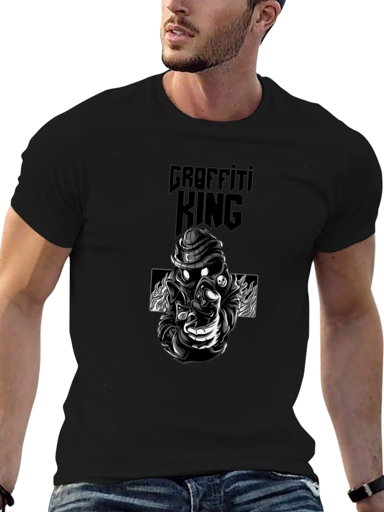 Graffiti King Graphic Black T-Shirt