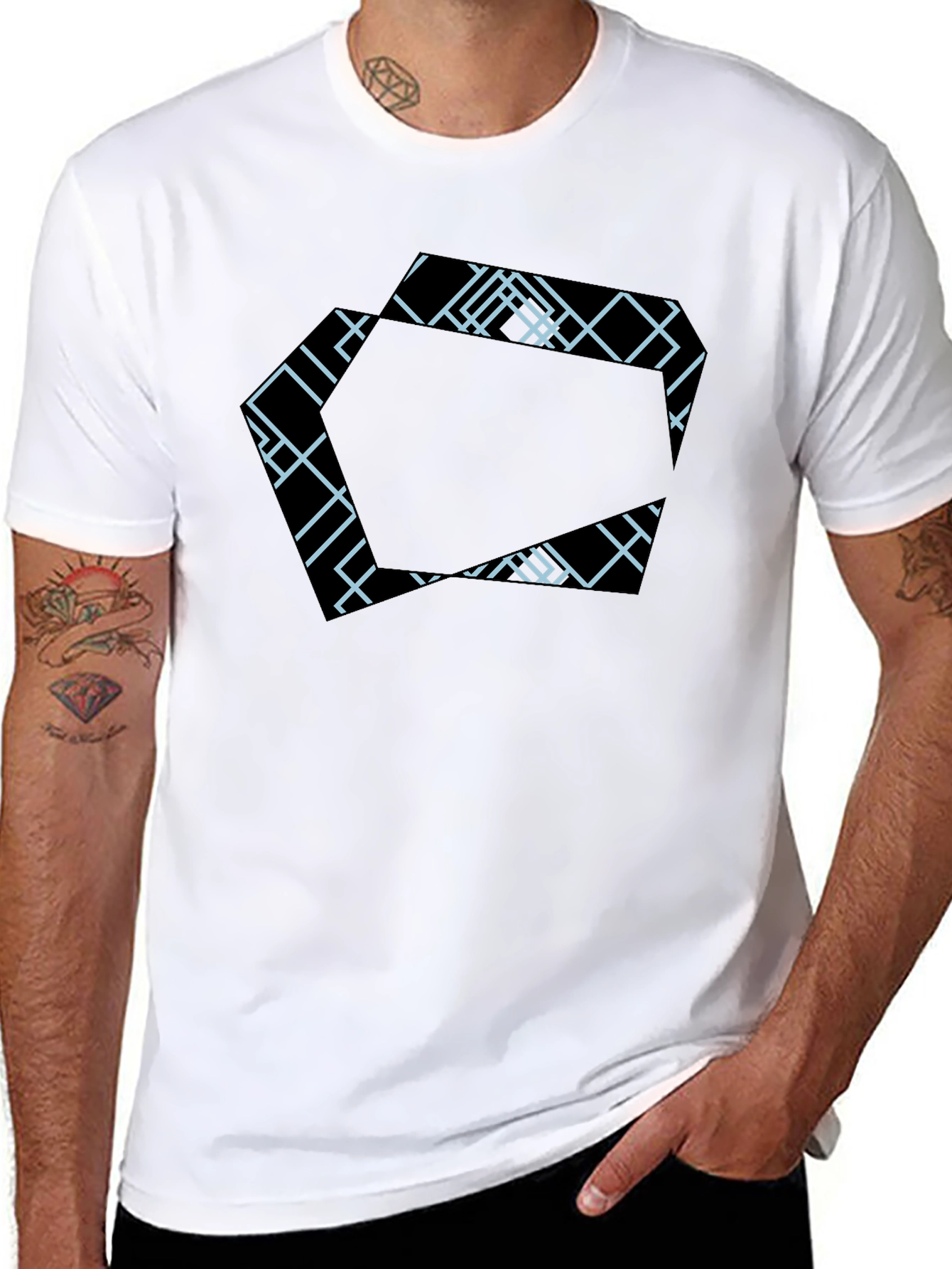 Geometric Pattern Black T-Shirt