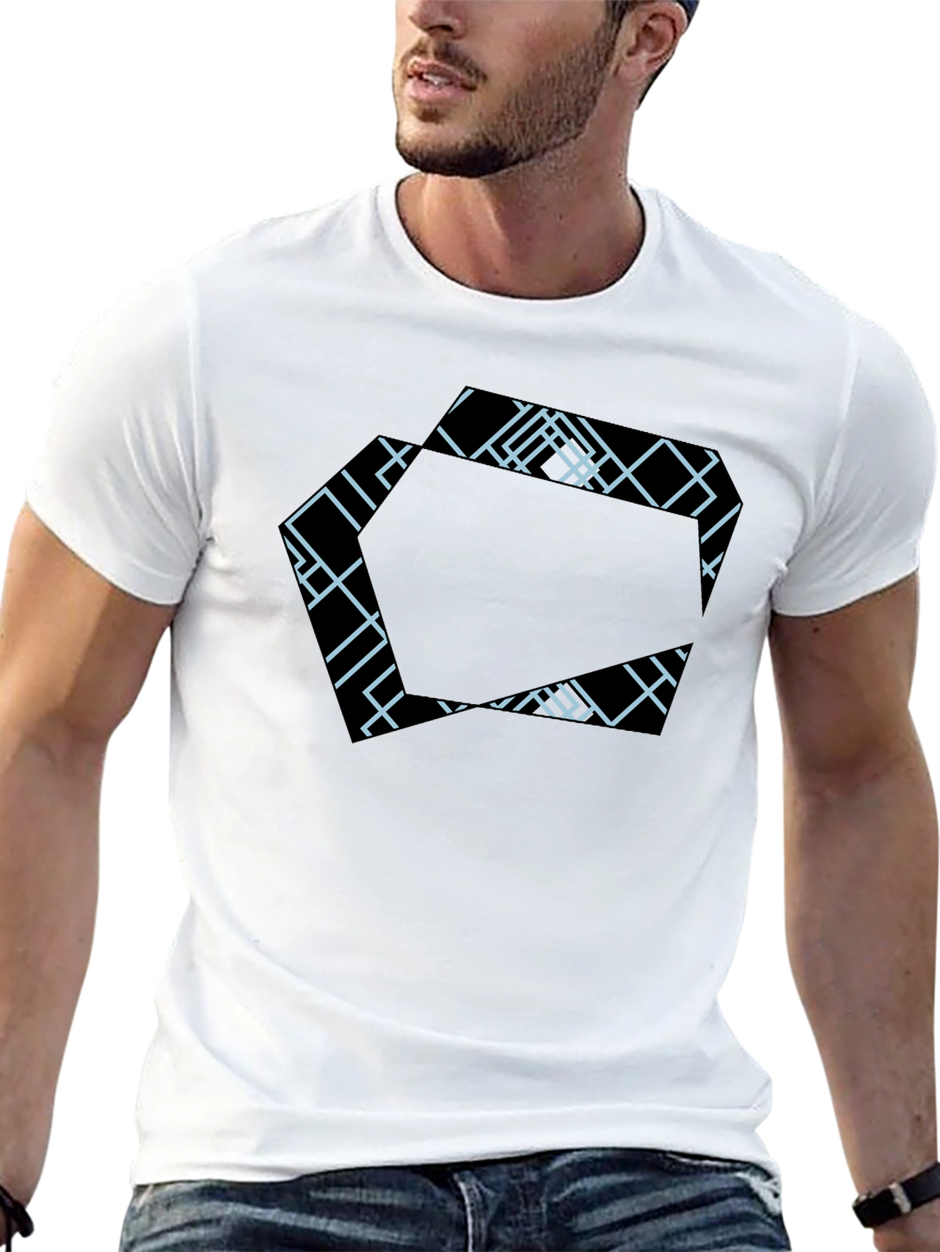 Geometric Pattern Black T-Shirt