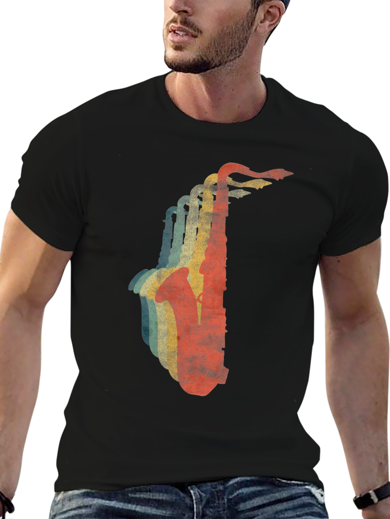 Retro Saxophone Graphic T-Shirt - Cool Music Lover Tee