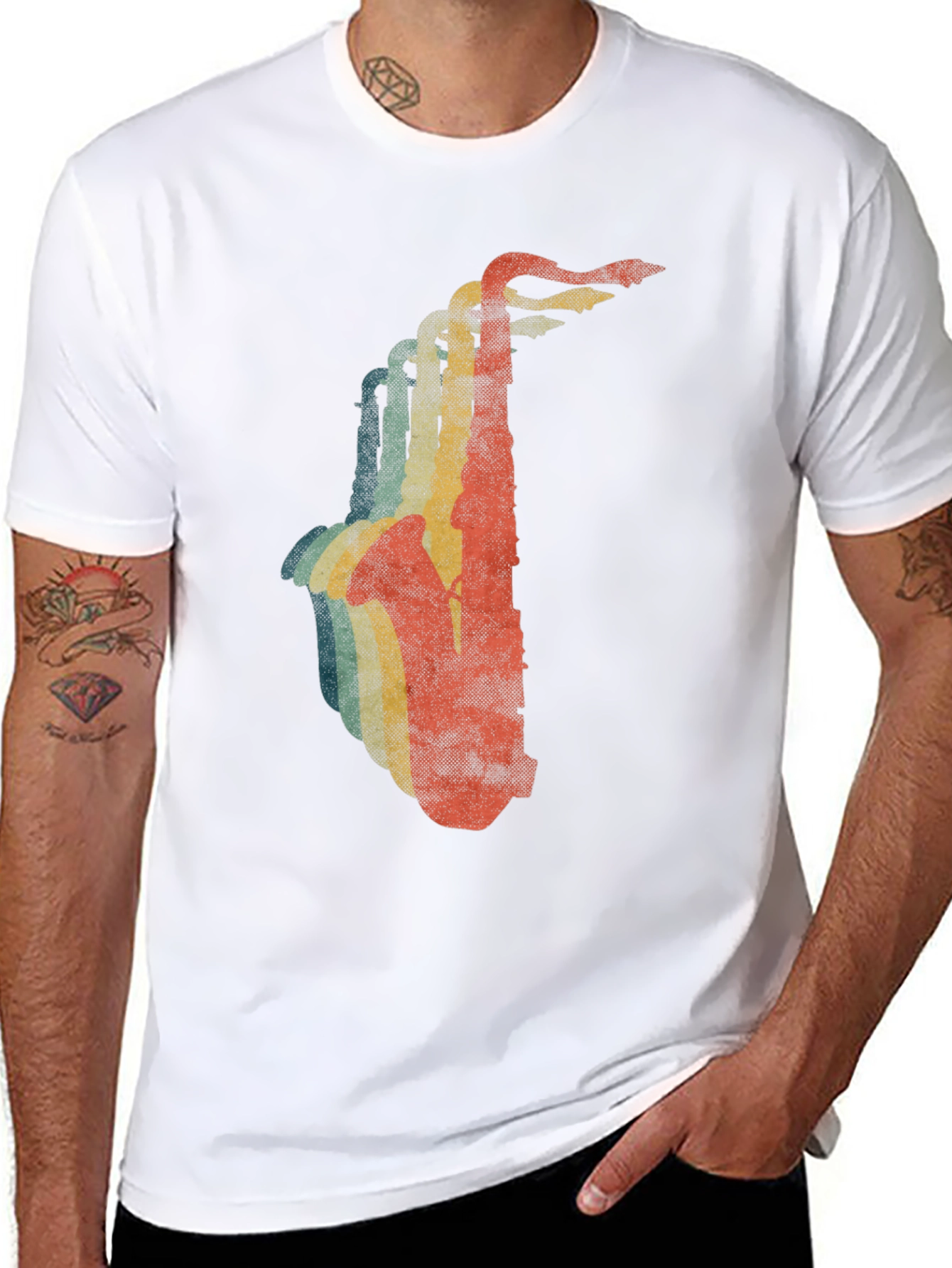 Retro Saxophone Graphic T-Shirt - Cool Music Lover Tee