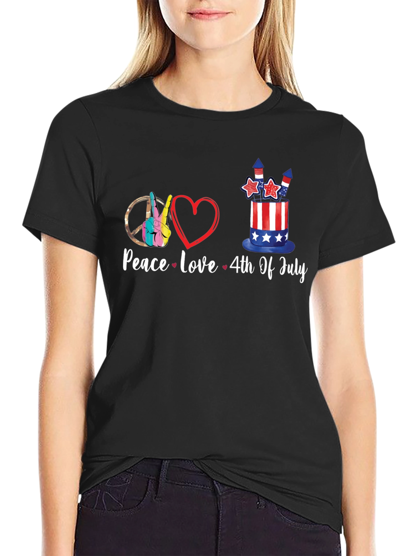 Peace Love 4th Of July Graphic Tee