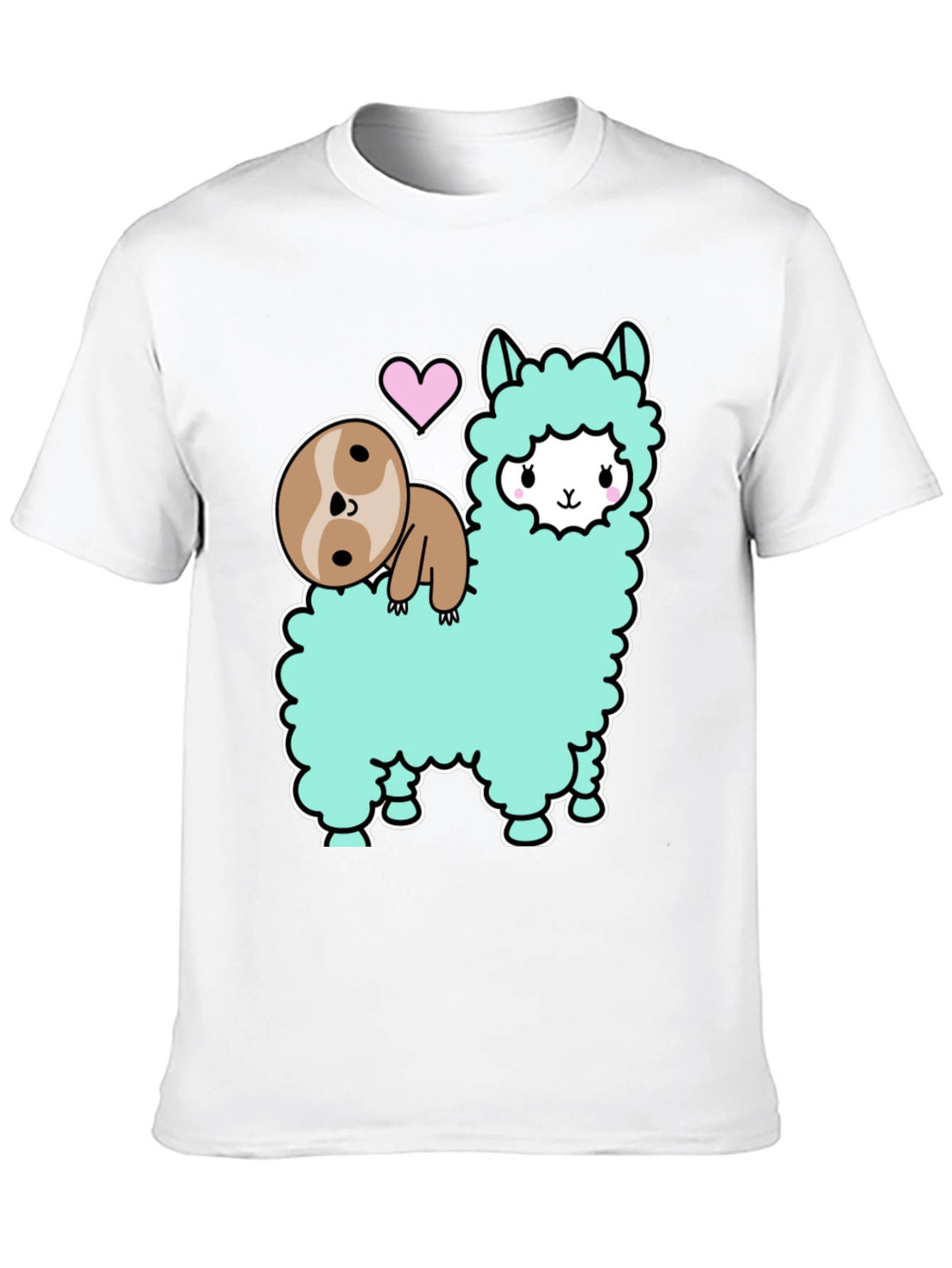 Cute Sloth and Llama Graphic T-Shirt