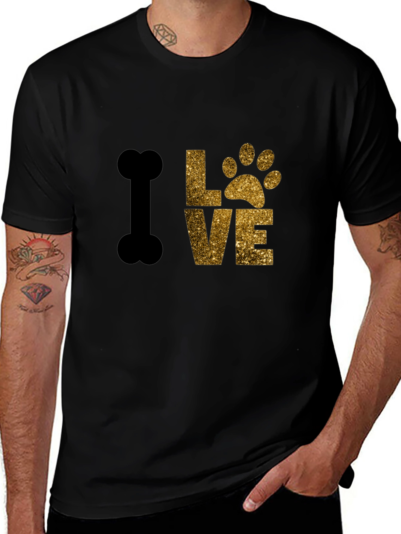 I Love Dogs T-Shirt Paw Print Bone Design
