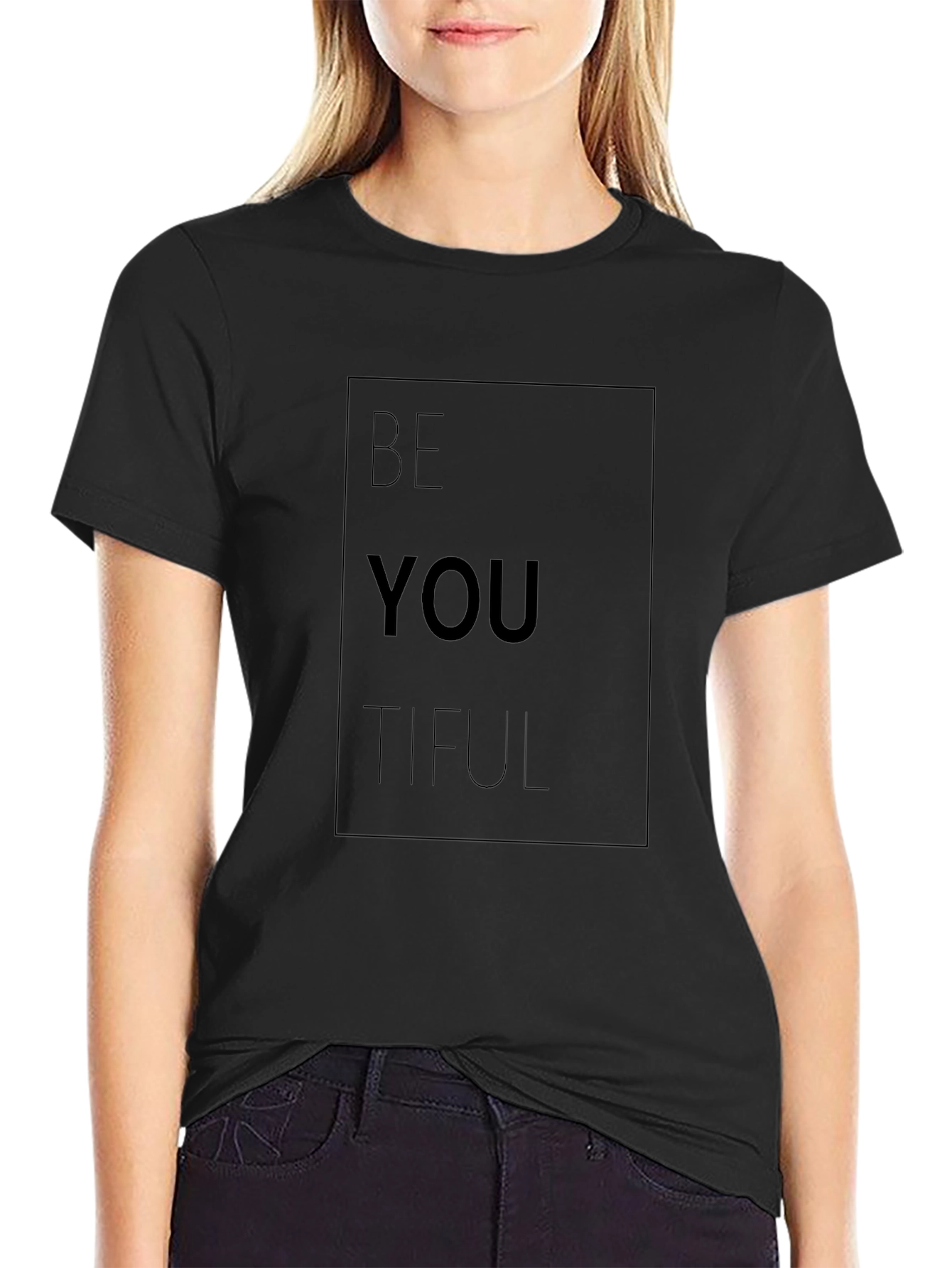 Be You Tiful Black Tee - Inspirational Graphic T-Shirt