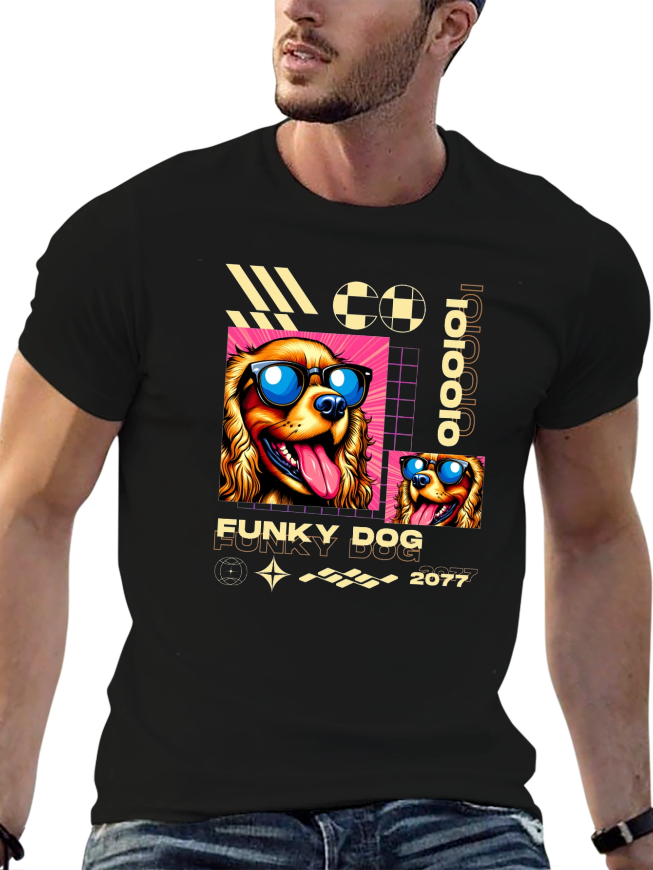 Funky Dog Graphic T-Shirt - Cool Canine Design