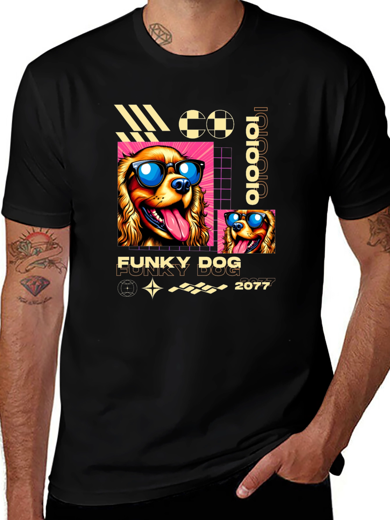 Funky Dog Graphic T-Shirt - Cool Canine Design