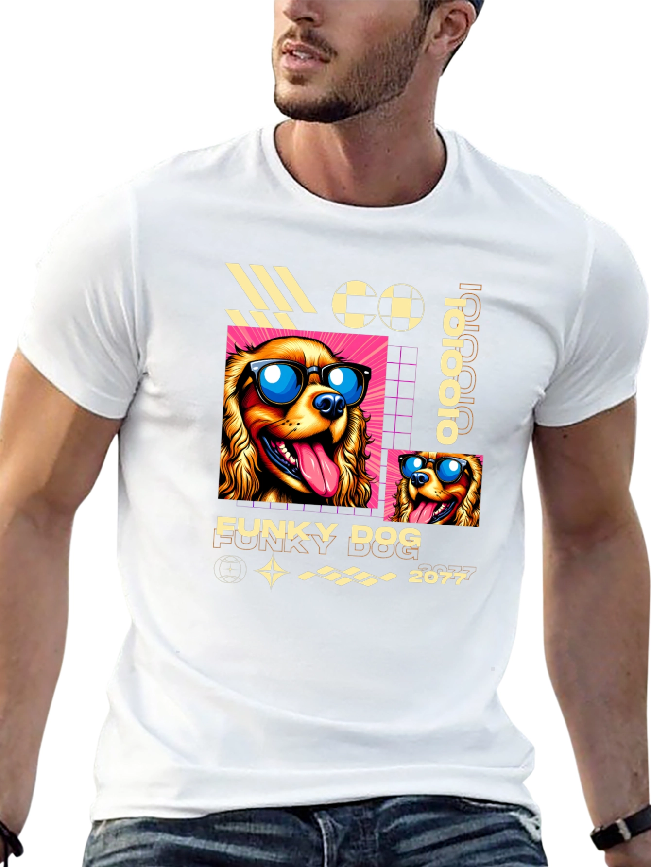Funky Dog Graphic T-Shirt - Cool Canine Design