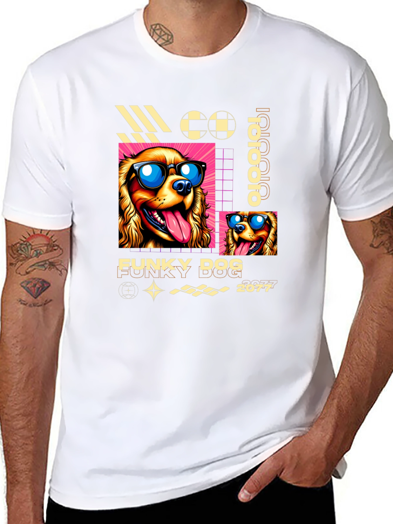 Funky Dog Graphic T-Shirt - Cool Canine Design