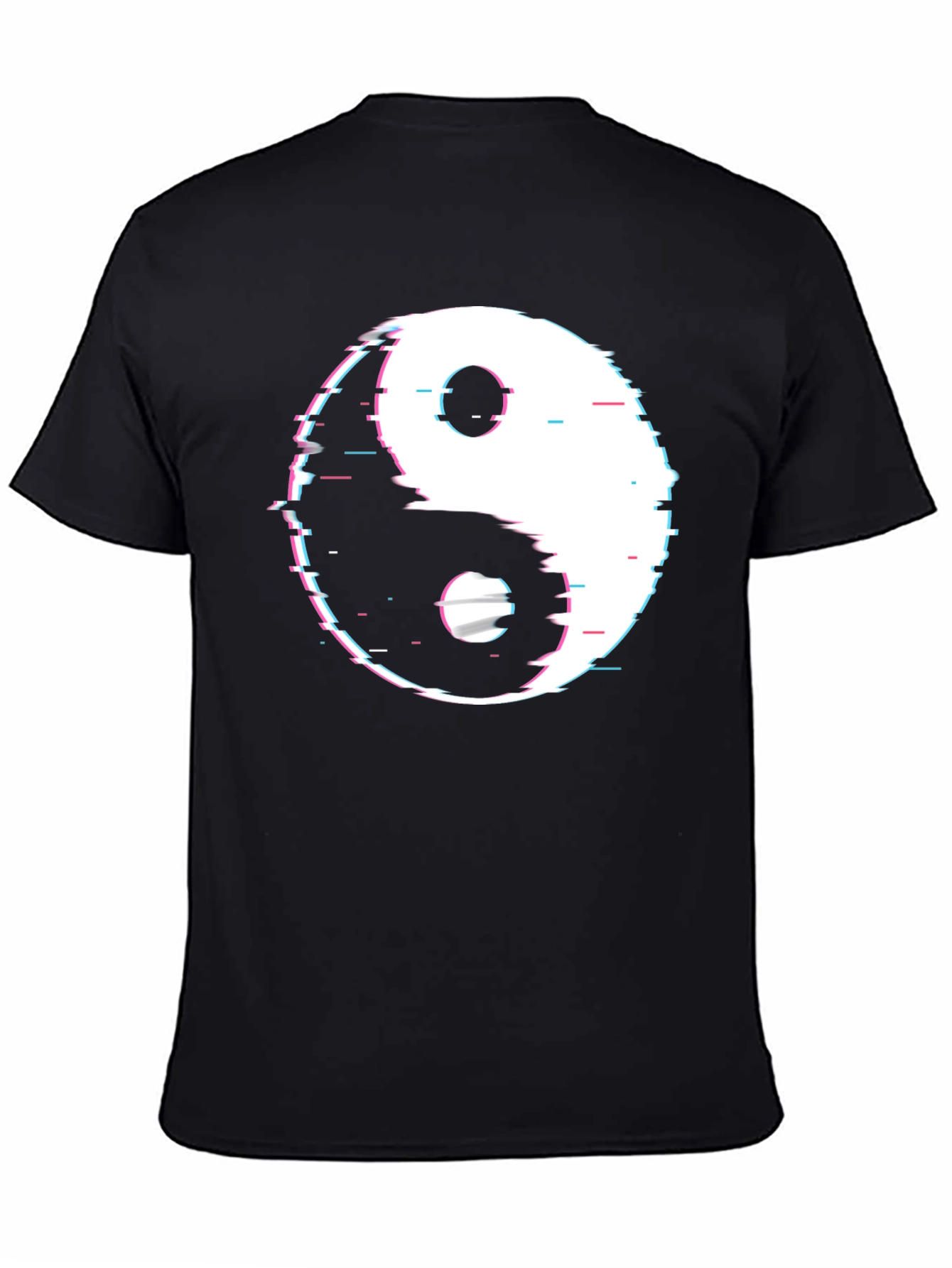 Yin Yang Glitch Black T-Shirt