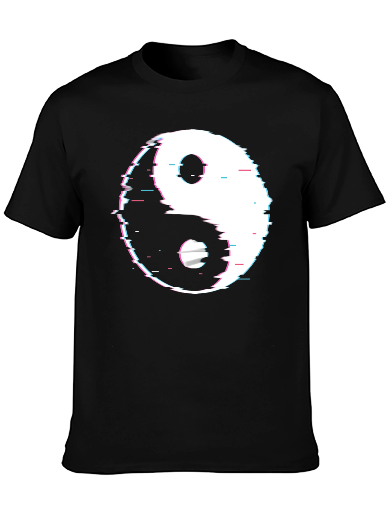 Yin Yang Glitch Black T-Shirt