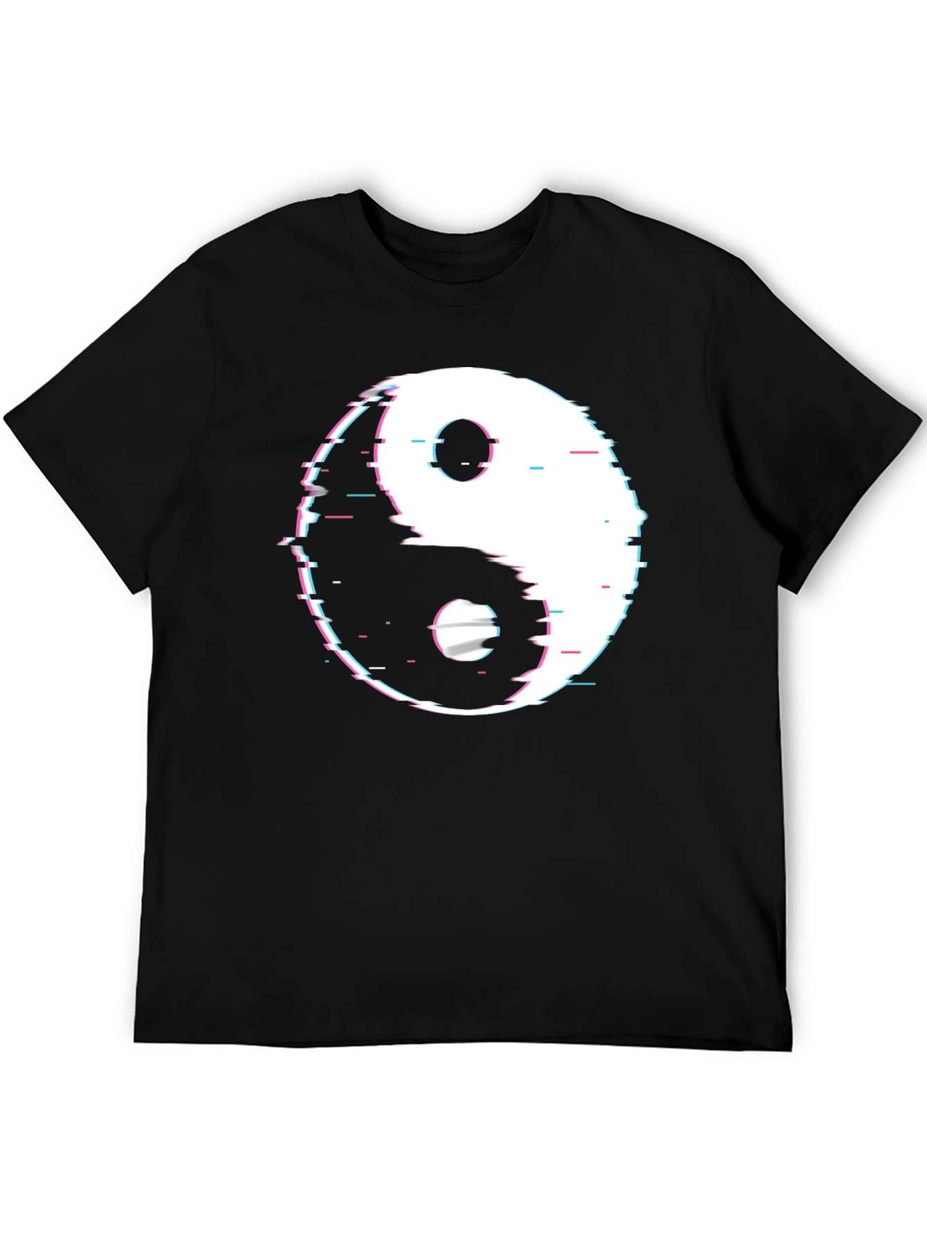 Yin Yang Glitch Black T-Shirt