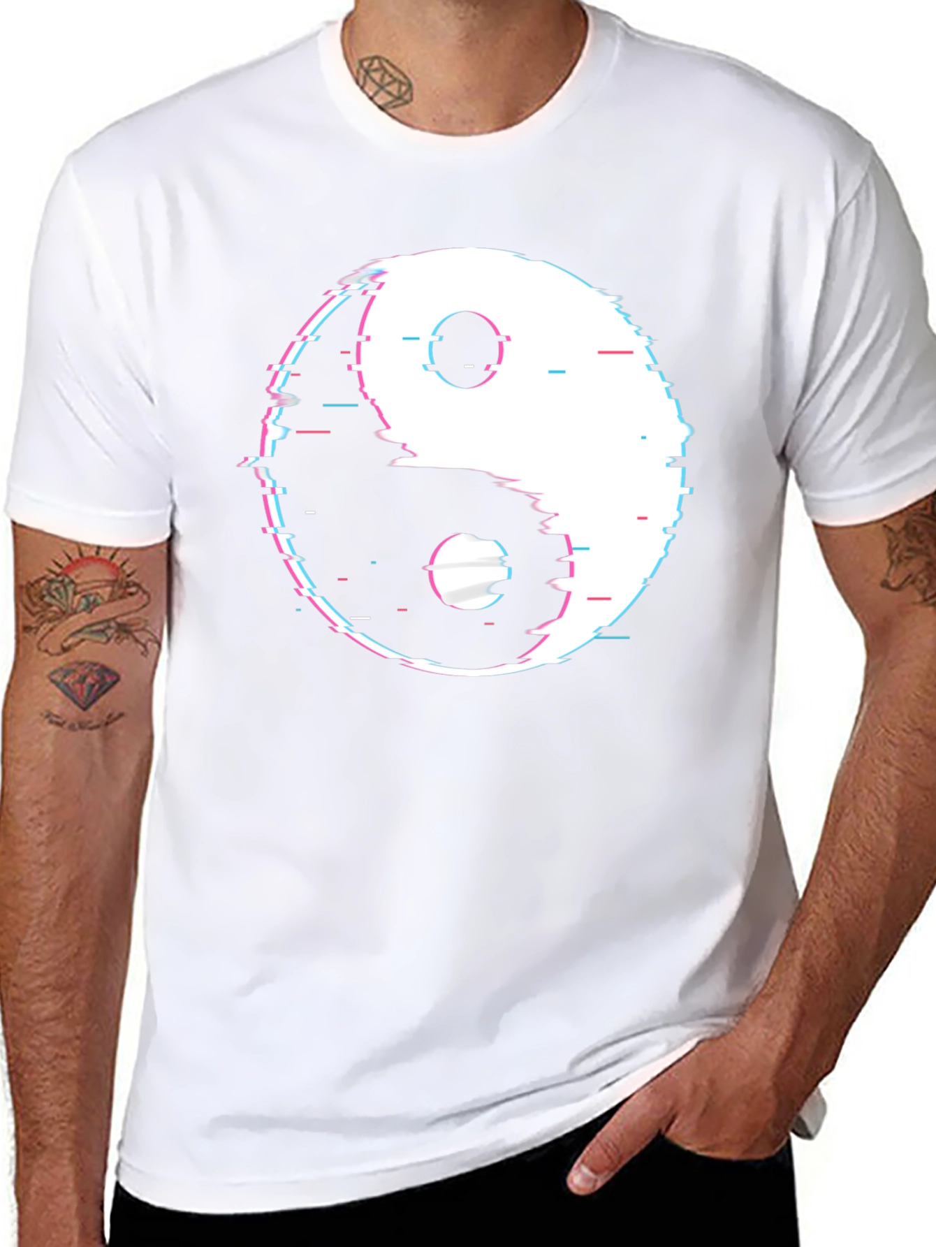 Yin Yang Glitch Black T-Shirt
