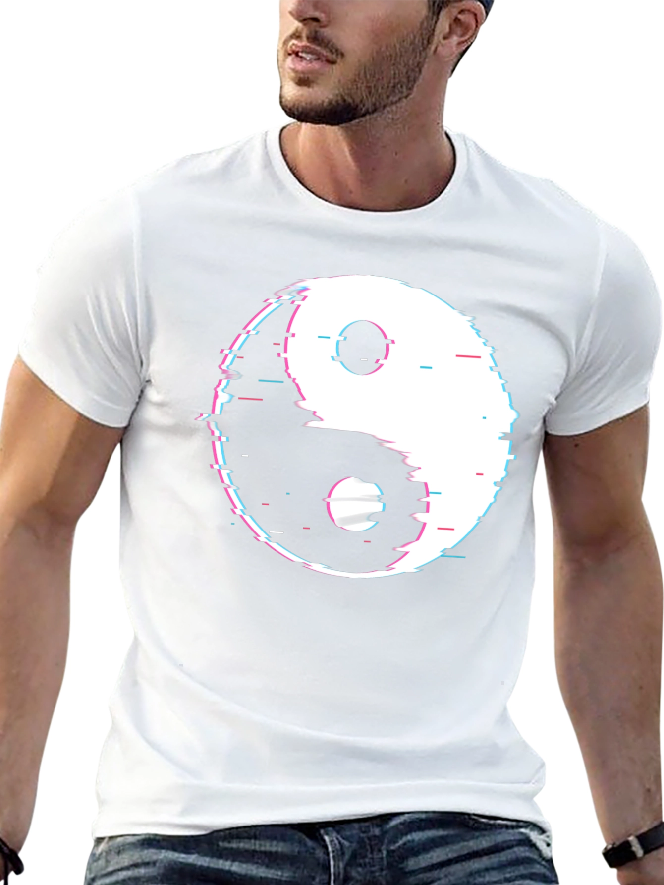 Yin Yang Glitch Black T-Shirt