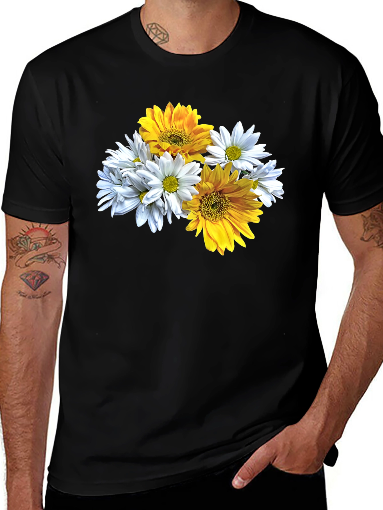 Floral Graphic Tee - Daisy & Sunflower Print