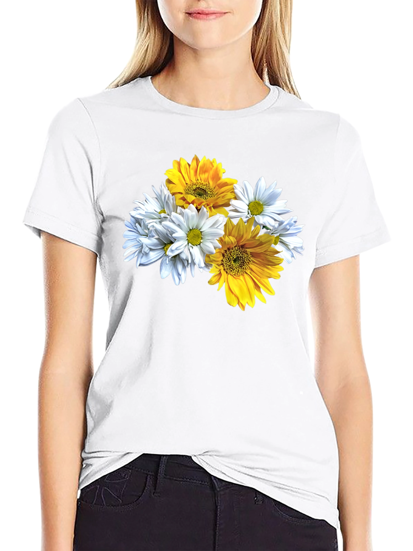 Floral Graphic Tee - Daisy & Sunflower Print