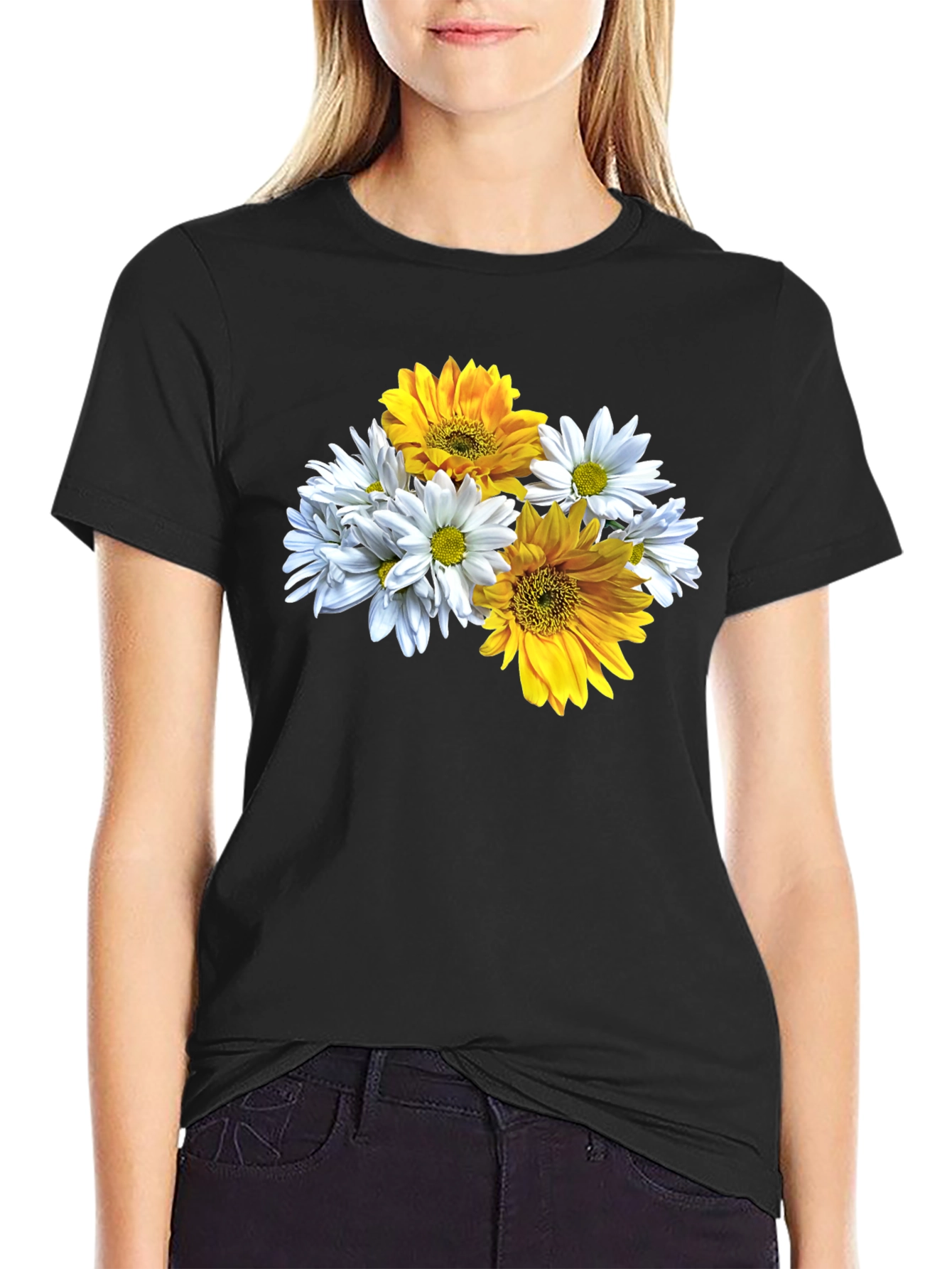 Floral Graphic Tee - Daisy & Sunflower Print