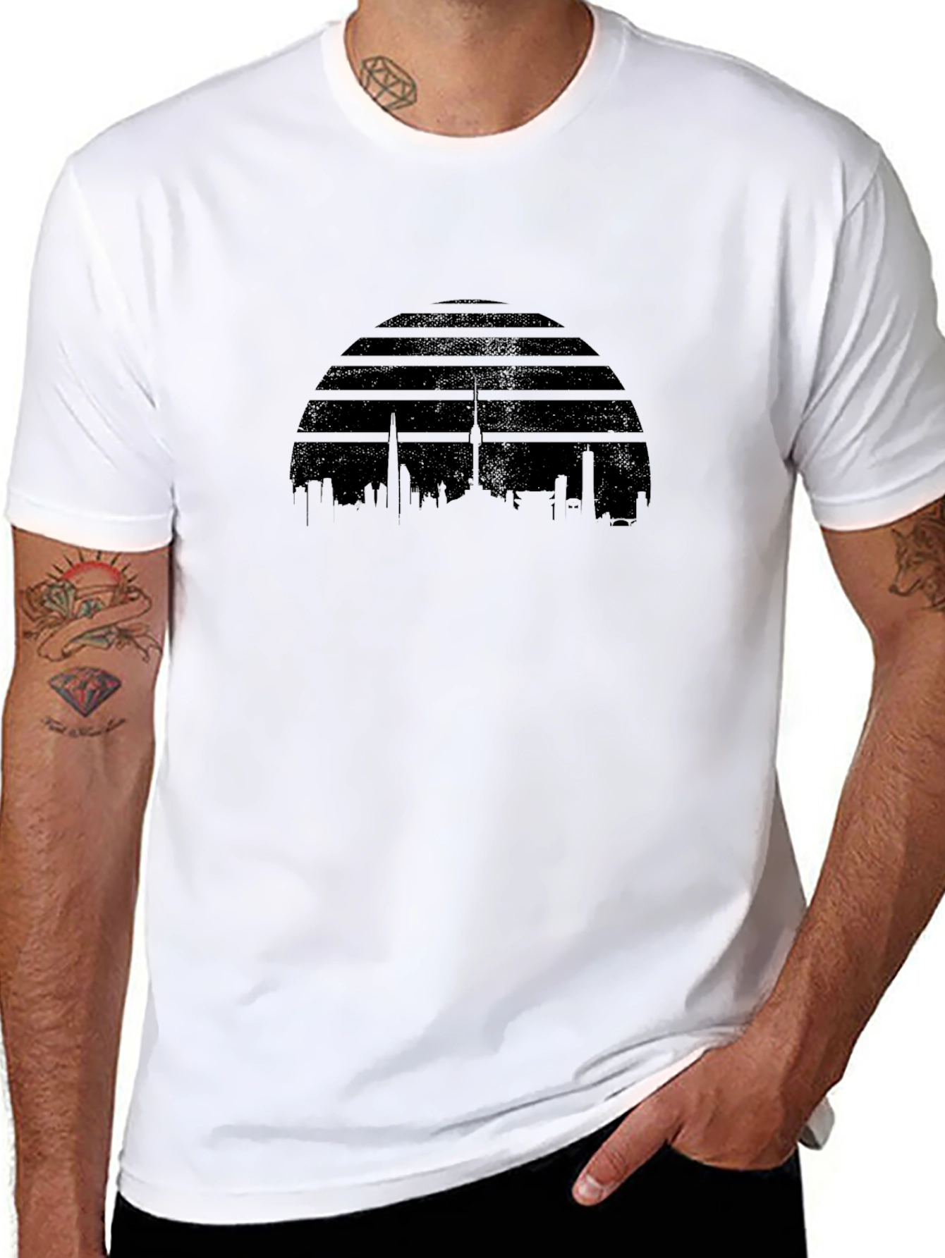 Retro Skyline T-Shirt - Black Graphic Tee