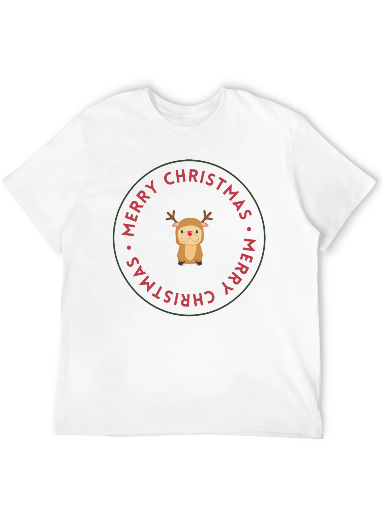 Merry Christmas Reindeer Dog Black T-Shirt