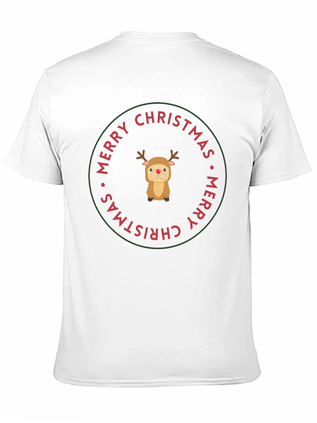 Merry Christmas Reindeer Dog Black T-Shirt