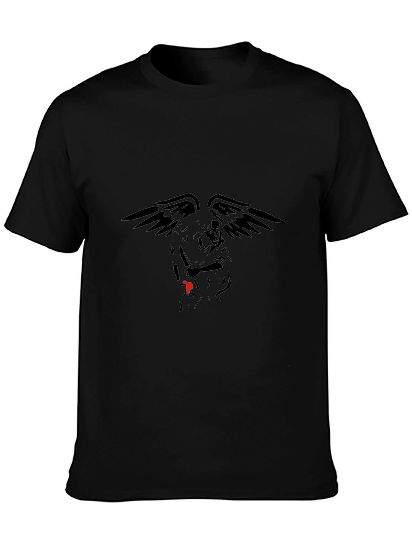 Black T-Shirt with Winged Grim Reaper Design