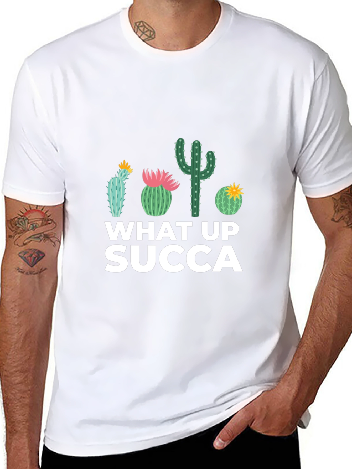 What Up SUCCA Cactus Graphic T-Shirt