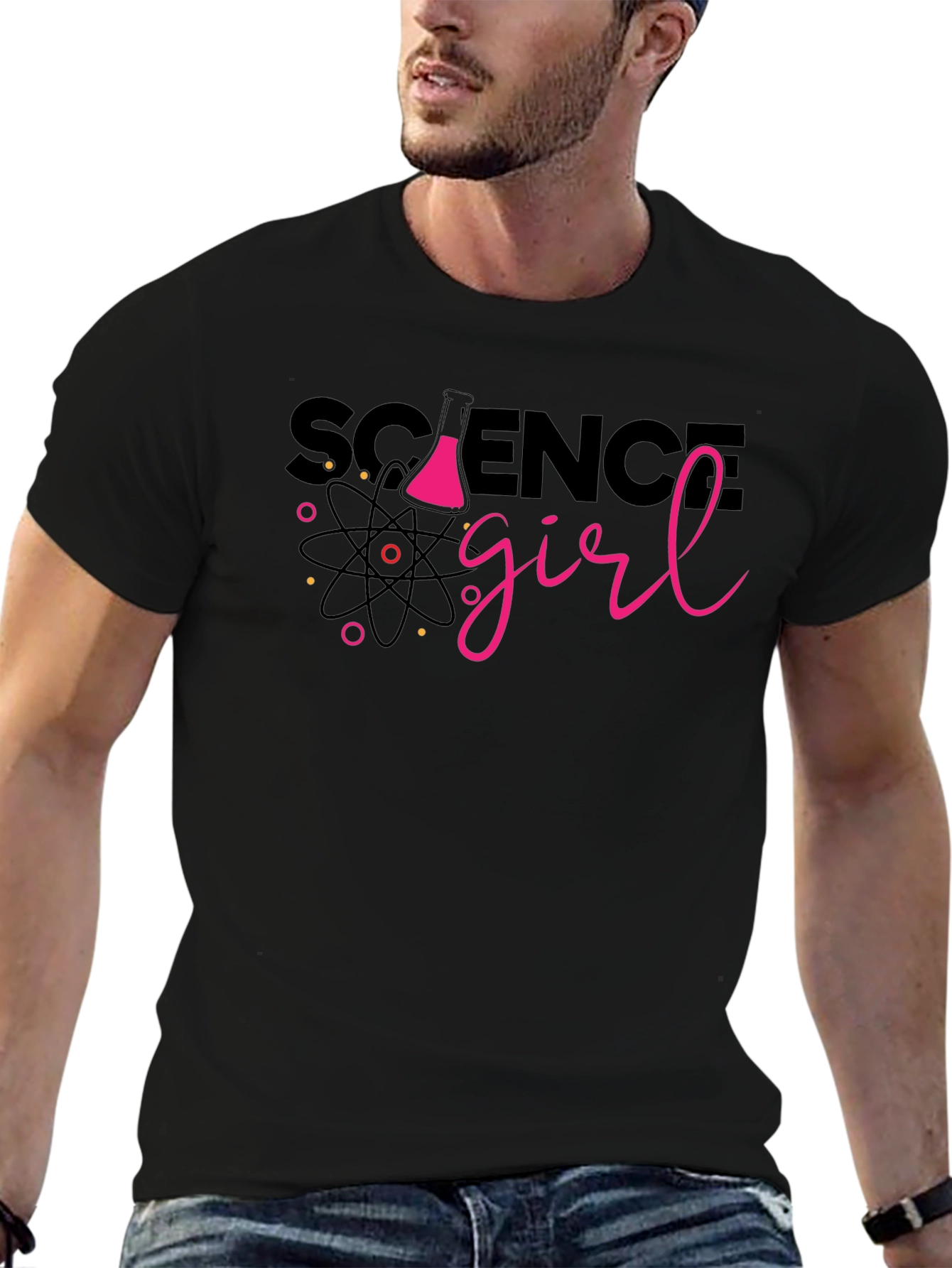 Science Girl T-Shirt - Black Short Sleeve