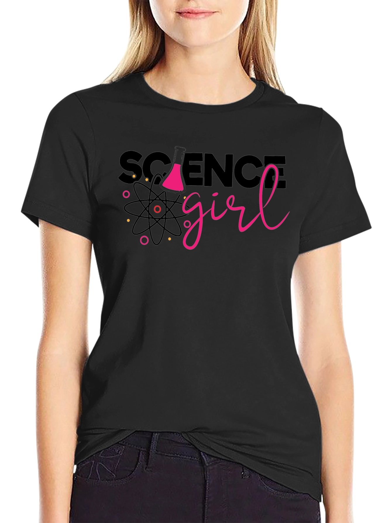 Science Girl T-Shirt - Black Short Sleeve