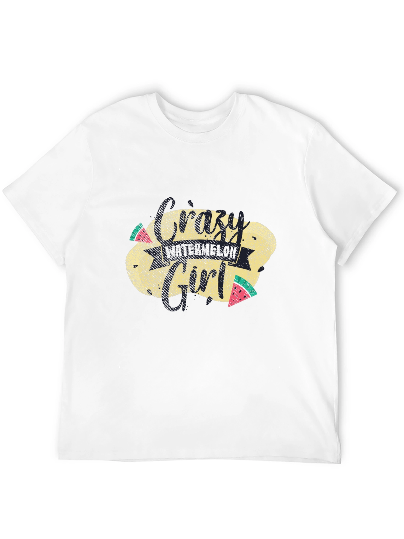Crazy Watermelon Girl T-Shirt - Black Cotton Tee