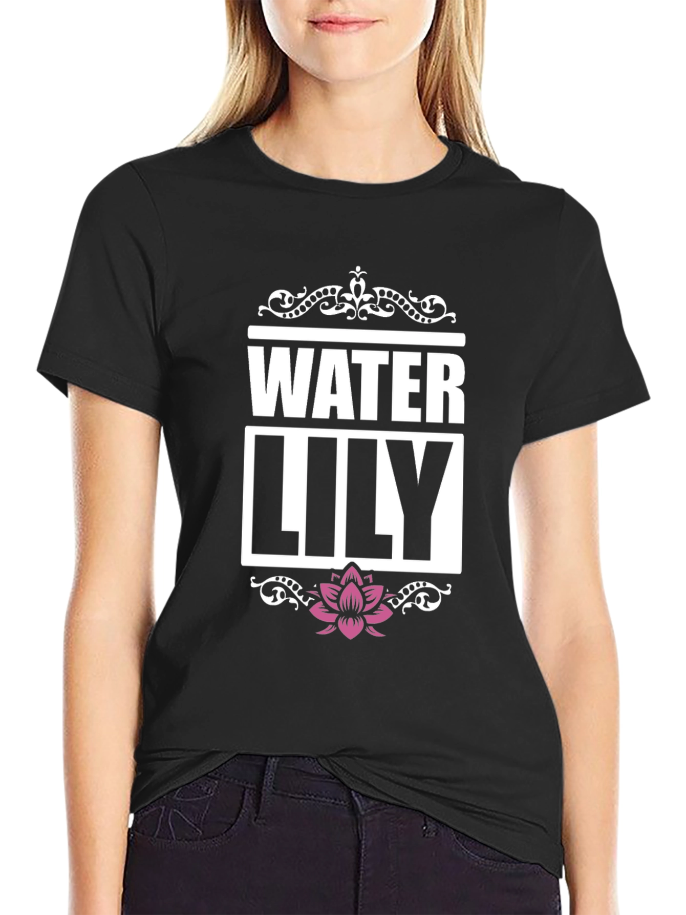 Water Lily Graphic Tee - Mens Black T-Shirt