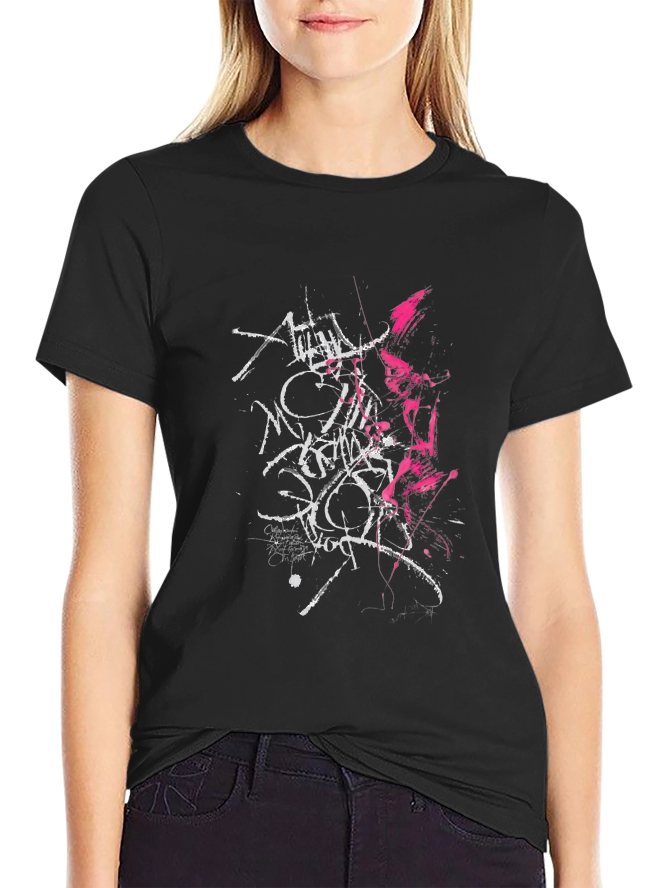Edgy Graphic Print T-Shirt - Black